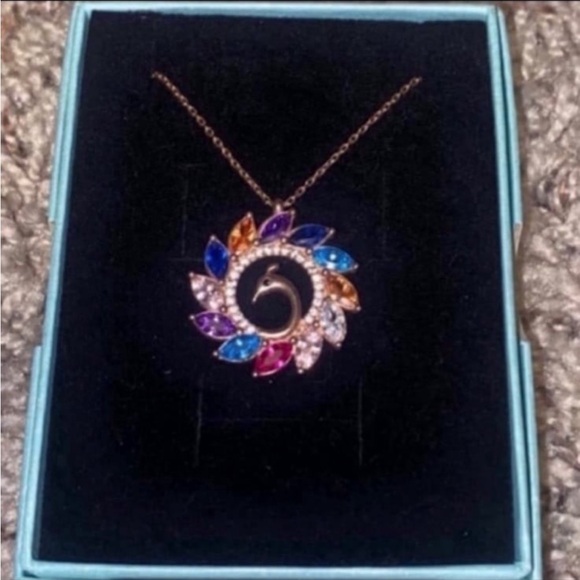 Colorful Peacock Pendant Necklace - Picture 3 of 8